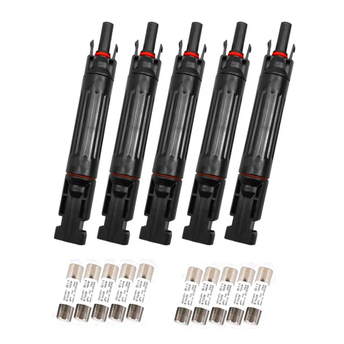 QAGGUM 5 Pcs 10A Solar Fuse Holder Inline with Male and Female Connector for Solar Panel and Solar Controller, IP68 Waterproof Solar Fuse Connector with 10 Fuse