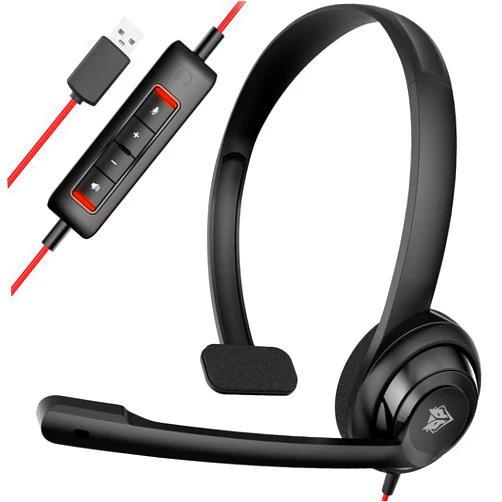 NUBWO HW02 USB Headset with Microphone Noise Cancelling &in-line Control, Ultra Comfort Computer Headset for Laptop pc, On-Ear Wired Office Call Center Headset for Boom Skype Webinars (USB-A)