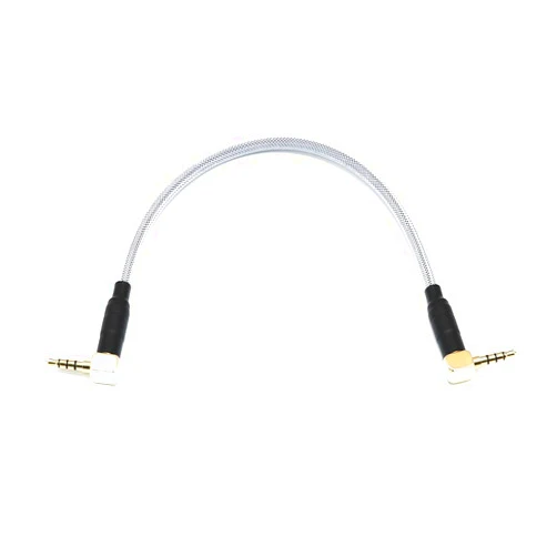 Angitu 3.5mm TRRS to TRRS Spring Coiled Cable for Split Mechanical Keyboard RODE Sc7 by VIDEOMIC GO Video Micro-Type Mics Audio Cord Angle Cables (90 to 90trrs 25CM Black+White)