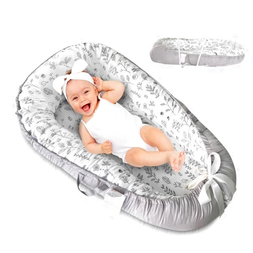 PIERRI Baby Lounger for Newborn with Detachable Mosquito Net Toddler Floor Lounger Baby Reversible Infant Lounger Baby Lounger for Newborn Ultra-Soft Cotton Baby Double-Sided nest Lounger