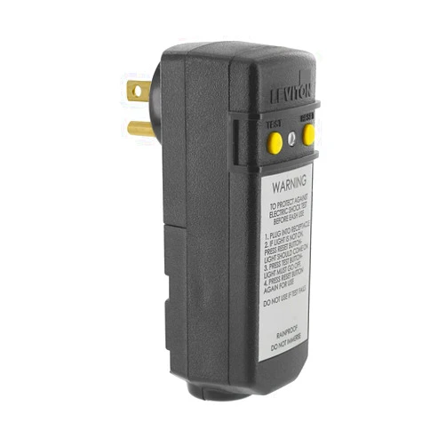 Leviton 16693 15-Amp, 120-Volt, Grounded, Compact Automatic Reset Right Angle GFCI, RoHS Compliant, Black