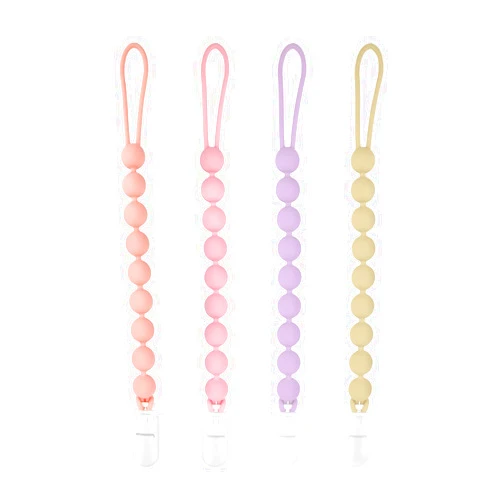 MINMUNJIU Silicone Pacifier Clip Holder, 4 Pack One Piece Soft Flexible Binky Clips Pacifier Holder Clip for Girls, Baby Girl Newborn Essentials