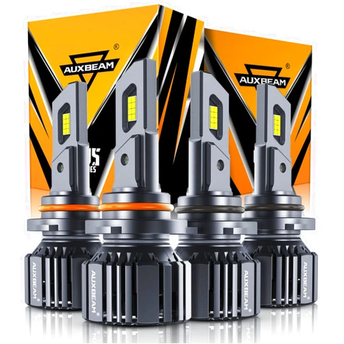 Auxbeam 9005 9006 Combo Bulbs, 40000LM 600% Brighter 9005 9006 Fog Light Bulbs, 6500K White 9005 9006 Bulbs with Five-Layer Cooling System, 20% Smaller Size, Plug and Play, Canbus Ready
