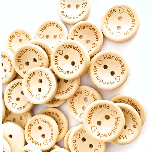 HENGKE 100 pcs Wooden Handmade Buttons, Crafts Assorted Buttons Wooden Sewing Buttons, for Sewing Clothing Accessories, DIY Crafting Projects Decorations 20mm