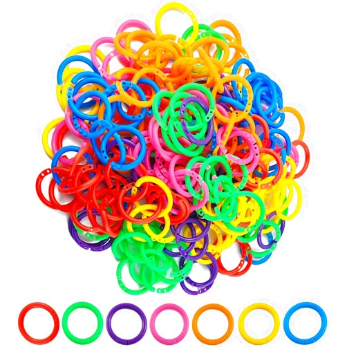 TIHOOD 210PCS Plastic Binder Rings Plastic Loose Leaf Rings Multi-Color Plastic Book Rings Flexible for Cards, Document Stack and Swatches Organization School Home, or Office Use, 7 Colors (20 mm)