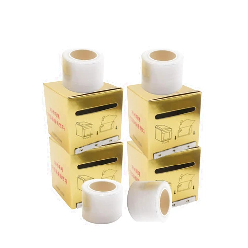 Gichee 4 Rolls Disposable Eyebrow Tattoo Plastic Wrap Preservative Film Tattoo Cover for Professional One-Way Eyebrow Lips Supplies Wrap Tape Transparent(4 Rolls) White