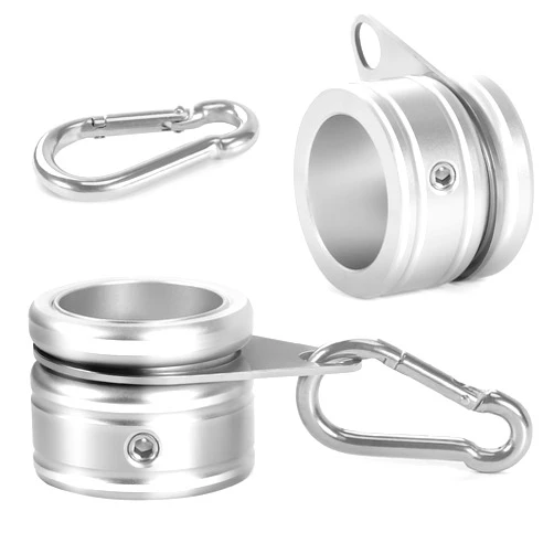 Anovo Flag Pole Rings, Aluminum Alloy Flag Pole Clips Swivels 360° Rotating Anti Wrap Mounting Ring with Carabiner, Flag Pole Kit Parts (Φ:1 Inch -Pack of 2(Silver))