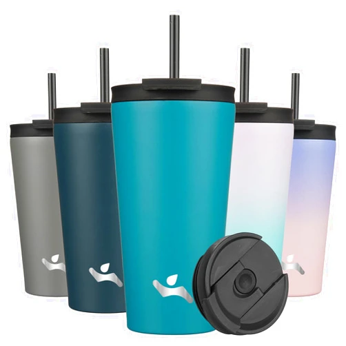 Konokyo 18 OZ Insulated Tumbler with Lid and 2 Straws Stainless Steel Water Bottle Vacuum Travel Mug Coffee Cup,Blue