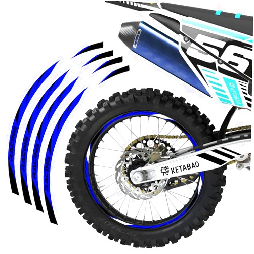 KETABAO MX Bike Rim Tape R03 Decals Stickers Protector 21 18 inch Compatible with DR-Z 250 400 DR250Z DRZ400S (Blue)