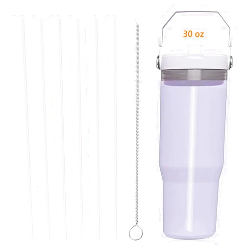 Bubrike Replacement Straws Compatible with Stanley IceFlow Flip Straw Tumbler(17oz/20oz/30oz/ 64oz/22oz/40oz)-IceFlow Flip Tumbler Straws Replacement-Accessories Set Include 6 Straws,1 Cleaning Brush.