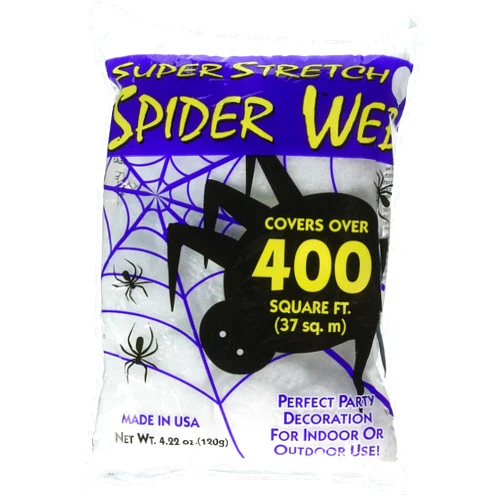 Fun World Costumes Webb Super Stretch&Trade Spider Web, 400 square feet, White/MultiColor/Square