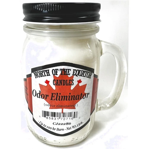 North of The Equator Candles Candles Odor Eliminator Scented with Mason Jar Candle 13 OZ - Made in The USA by Our North of The Equator Candles Company