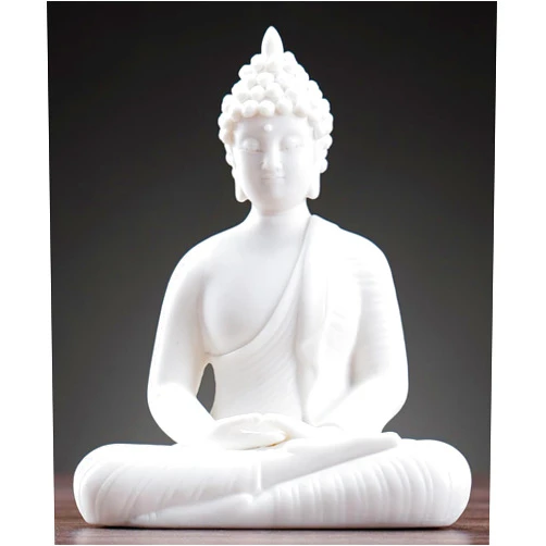 Houlu Small White Buddha Statue for Home Decor, Decorative Ceramic Meditation Buddha Statue Indoor and Outdoor, 4.3 Inches