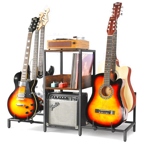 Bikoney Guitar Stand 5-Tier for Acoustic, Electric Guitar, Bass, Guitar Rack Holder Floor Adjustable for Multiple Guitars, Guitar Amp Accessories, Guitar Holder Display for Music Room Home Studio