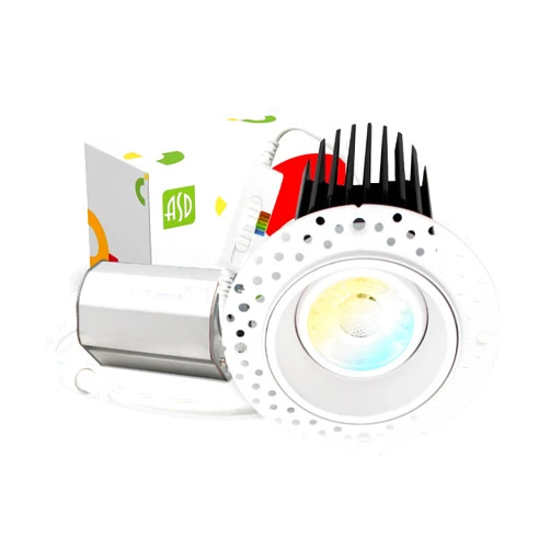 ASD Trimless Gimbal 3 Inch LED Recessed Lighting, 12W Ceiling Eyeball Light Fixture, Small Round Commercial LED Spot Lights Indoor, 5 CCT 2700K-5000K 1043 LM, Dimmable LED Downlight CRI90+, ETL White
