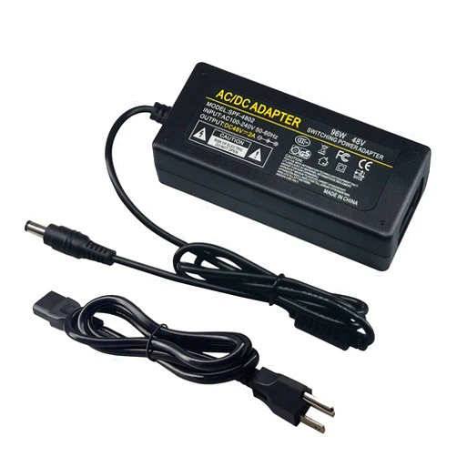 Snsnlent 48V 2A Power Supply Adapter AC 100-240V to DC 48V 2A Power Adapter Chager Interface 5.5 x 2.5mm Plug