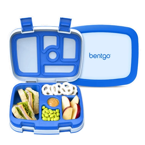 Bentgo Kids Bento-Style 5-Compartment Leak-Proof Lunch Box - Ideal Portion Sizes for Ages 3 to 7 - Durable, Drop-Proof, Dishwasher Safe, BPA-Free, & Made with Food-Safe Materials (Blue)