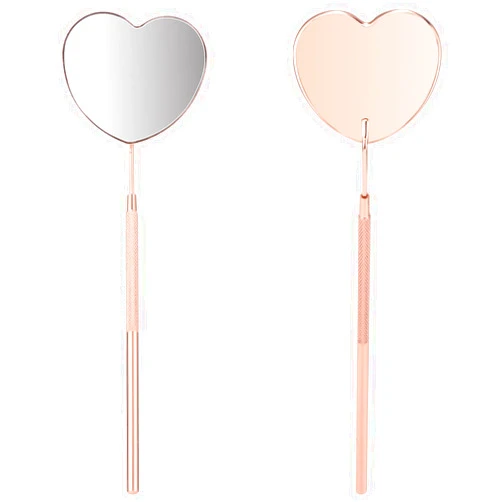 Miuffue 2.2-Inch Heart-Shaped Detachable Stainless Steel Lash Mirror for Eyelash Extensions, Supplies and Tool for Lash Techs, Rose Gold
