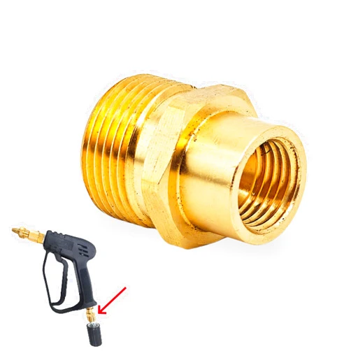 Selxran 1 Piece M14 Female to M22 Male Threaded Hose Connector Brass High Pressure Washer Coupler Washer Joint Washer Fitting Pipe Adapter for Car Cleaning Water Gun