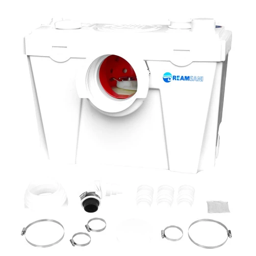 Dreamsani 500Watt Macecrating Toilet Pump for Basement with 4 Water Connections for Macerating Toilet, Laundry, Cooking Sink, Clothes Washer