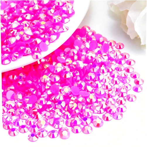 Briskbloom 1000PCS 6mm Resin Flatback Rhinestone, Hot Pink/Rose AB Color Flatback Jelly Resin Rhinestones for Mugs, Bottles, Tumblers, Craft Decoration, Loose Bling Glitter Diamond Stone