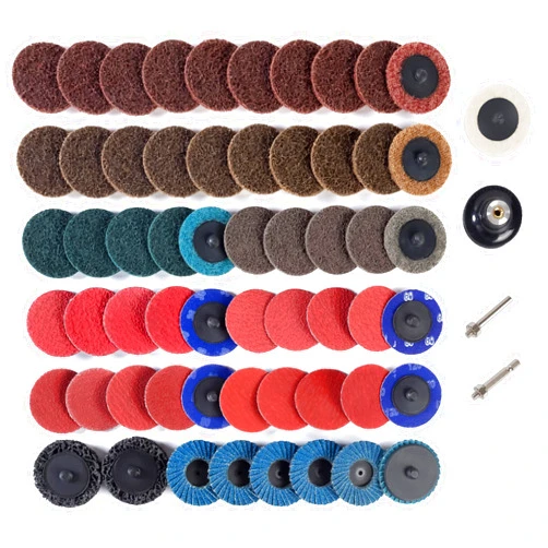 Shawya 60PCS 2 Inch Sanding Disc Quick Change Disc Set with Shank Holder Fits Various Grinder Roll Lock Disc Die Grinder Surface Conditioning, Polishing, Finishing and Burr Rust Paint Removal