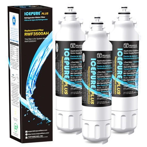 ICEPURE PLUS 46-9490 NSF/ANSI 53 NSF/ANSI 42 Certified Compatible with LG LT800P, ADQ73613401, ADQ73613408, ADQ75795104, LMXS30776S, LSXS26366D, Kenmore 9490 Refrigerator Water Filter, 3PACK