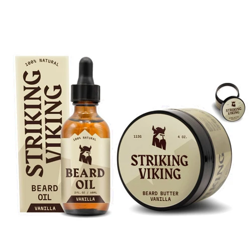 Striking Viking Pack of 2 Beard Oil (2oz) & Beard Butter (4oz) Vanilla Scent