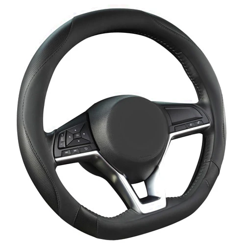 West Llama Flat Bottom Car Steering Wheel Cover for Nissan,D Shaped Steering Wheel Cover for Rogue,Altima,Kicks (Black-Standard Size)