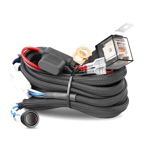 NR NIRIDER Wiring Harness 1 Lead, Nirider 12V 40A Rocker Switch Relay Fuse Nylon Wiring Harness Kit for LED Light Bars Fog Lights Work Lights Driving Lights Offroad LED Pods Wire Kit for Truck UTV ATV Boat