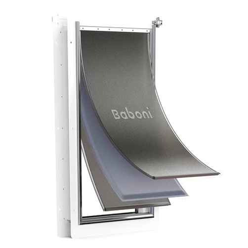 Baboni 3-Flaps Pet Door for Interior and Exterior Doors, Steel Frame and Telescoping Tunnel, Strong and Durable Dog Door(Pets Up to 220 Lb) -X-Large
