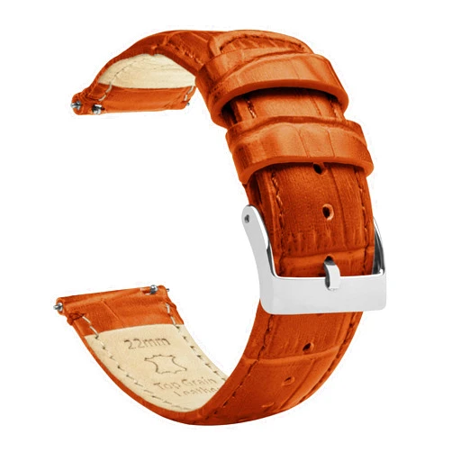 BARTON WATCH BANDS Barton Alligator Grain Leather Watch Bands - Quick Release Leather Watch Straps for Men Women - 16mm, 18mm, 19mm, 20mm, 21mm, 22mm, 23mm, or 24mm Standard or Long