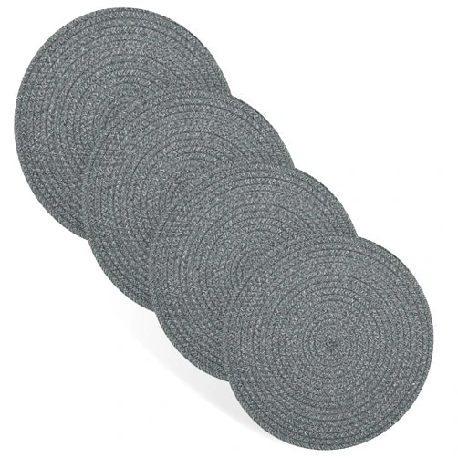 Tihaolity Round Placemats Set of 4, Cotton Rope Thick Place Mats, Heat Resistant Woven Table Mats, Hot Pads for Kitchen, 13 Inches Braided Placemat for Farmhouse and Kitchen Table Decor (Gray)