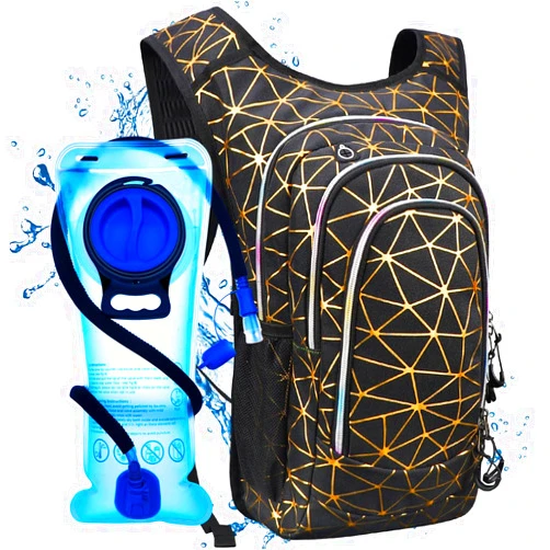 Coolfel Rave Hydration Backpack, Festival Hydration Pack with 2L Water Bladder, Lightweight Water Backpack, Anti Theft Hydration Bag Hydropack for Music Festival Gear, Hiking, Running, Biking
