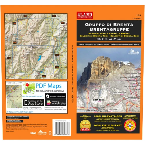 Gruppo di Brenta - Brentagruppe 1 : 25 000: Parco Naturale Adamello Brenta - Dolomiti di Brenta Trek - Dolomiti di Brenta Bike