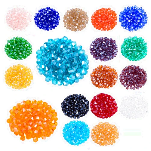 LONGWIN Lot 1800pcs Glass Bicone Beads - LONGWIN Wholesale 4mm Bicone Shaped Crystal Faceted Beads Jewelry Making Supply for DIY Beading Projects, Bracelets, Necklaces, Earrings & Other Jewelries (Color 2)