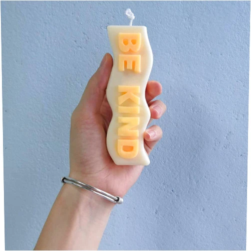 Allvibrant Wavy Letters Design Candle Molds for Candle Making, 3D Silicone Molds Letters Candle Moulds (Be Kind)