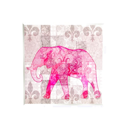 Stupell Industries Fleur De Lis Pink Elephant Pattern Wall Plaque Art, Design by Andrea Haase