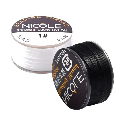 PH PandaHall 0.1mm Nylon Beading Thread 100 Yards Black White Bracelet Cord Seed Bead String Invisible Sewing Thread Braided Thread String for Leather Stitching Beading Jewelry Bracelets Making