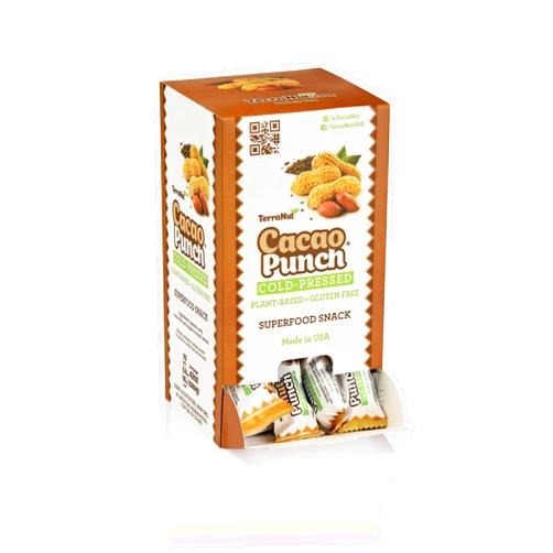 TerraNut Cacao Punch Superfood Power Snack - Cold Pressed - Plant Based - Gluten Free- Superfood Snack - Dispenser Box - 70 Count