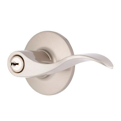 BRINKS – Transitional Keyed Entry Wave Door Lever, Satin Nickel - Designed for Traditional and Transitional Homes and Blends Seamlessly with Interior Décor (E2418-119)