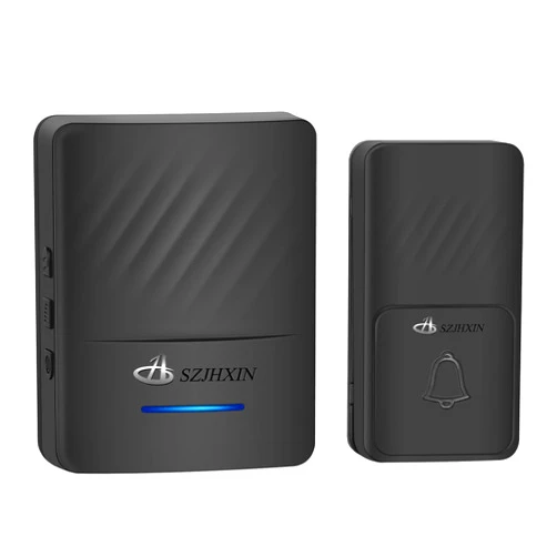 SZJHXIN Wireless Doorbell, Self-powered Doorbell Kit with 1 Self-powered Push Button and 1 Plug in Receiver Door Chime, Over 590 Feet Range and 50 Chimes, No Battery Required Push Button(Black)