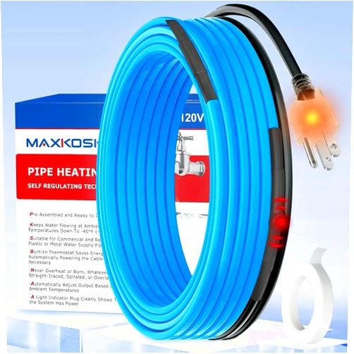 MAXKOSKO 30 Ft. 120 V Heat Tape for Water Pipes, Self-Regulating Heating Cable for Metal And Plastic Pipes