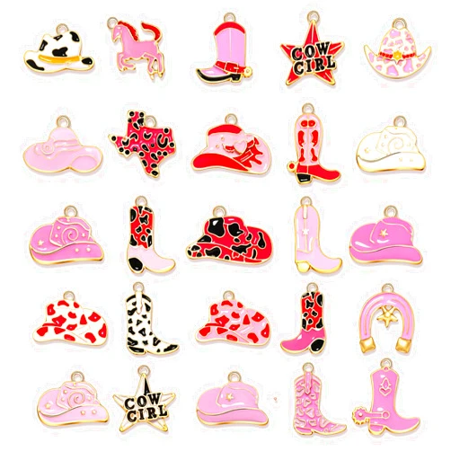 CEALXHENY 30PCS Western Charms for Jewelry Making - Synthetic Turquoise Cowboy Cowgirl Boot Hat Cactus Lightning Pendants for Bracelet Necklace Making DIY Crafts