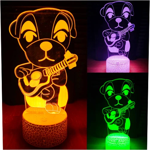 Mzcyfuy Animal Crossing 3D Night Light, 16 Color Changing Cartoon USB Desk Lamp Illusion Lighting with Remote Control for Home Decor Gift for Kids (K.K. Slider's)