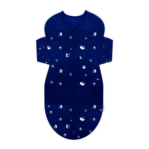 Happiest Baby SNOO Sleep Sack - 100% Organic Cotton Baby Swaddle Blanket - Doctor Designed Promotes Healthy Hip Development - Prevents Accidentally Scratching Face (Midnight Planets, Medium) Midnight Planets Medium