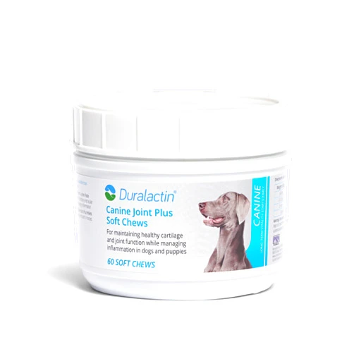 PRN Pharmacal Duralactin Canine Joint Plus - Joint Health Supplement for Dogs & Puppies to Support Healthy Cartilage Levels & Joint Function While Helping Manage Soreness - 60 Soft Chews