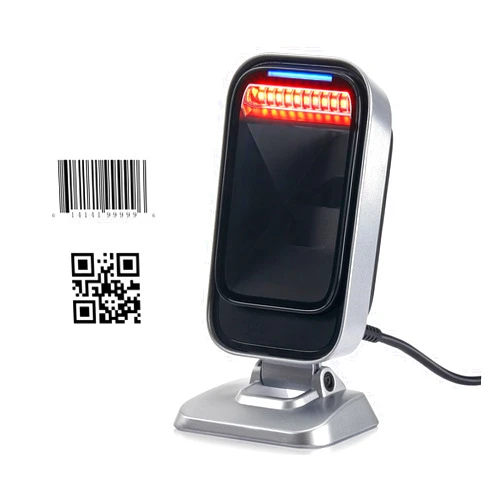 MUNBYN 1D 2D QR Desktop Barcode Scanner Omnidirectional Manual/Automatic Image Sensing Scanner Hands-Free USB Scanner for Windows, Linux, Mac PC for Mobile E-Payment, Supermarket, POS System, Library