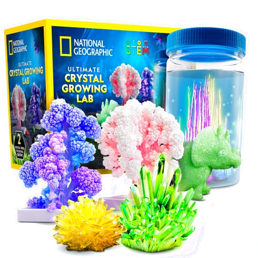 Blue Marble National Geographic Ultimate Crystal Growing Kit – Grow 5 Types of Crystals Including Glow in the Dark, Dinosaur Figure, Underwater Crystals & Crystal Trees with Learning Guide, STEM Science Kit