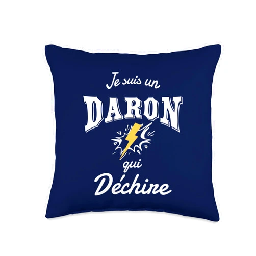 CADEAU DES PAPAS D'AMOUR Je Suis un Daron qui dechire idee Cadeau papa fete des Peres Throw Pillow, 16x16, Multicolor